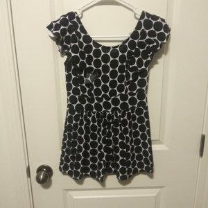 Black and white peplum ruffle blouse